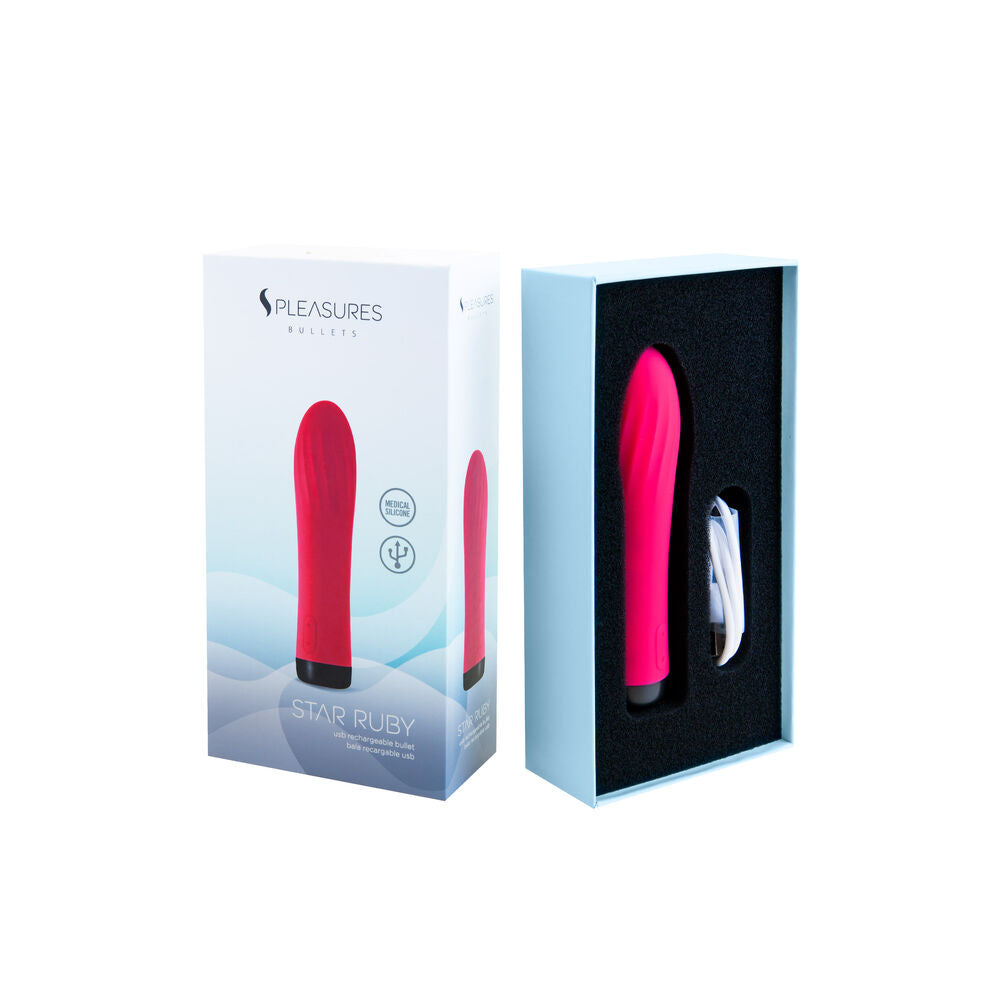S Pleasures Bullet Vibrator - 13cm, Rechargeable, 10 Settings, Pink